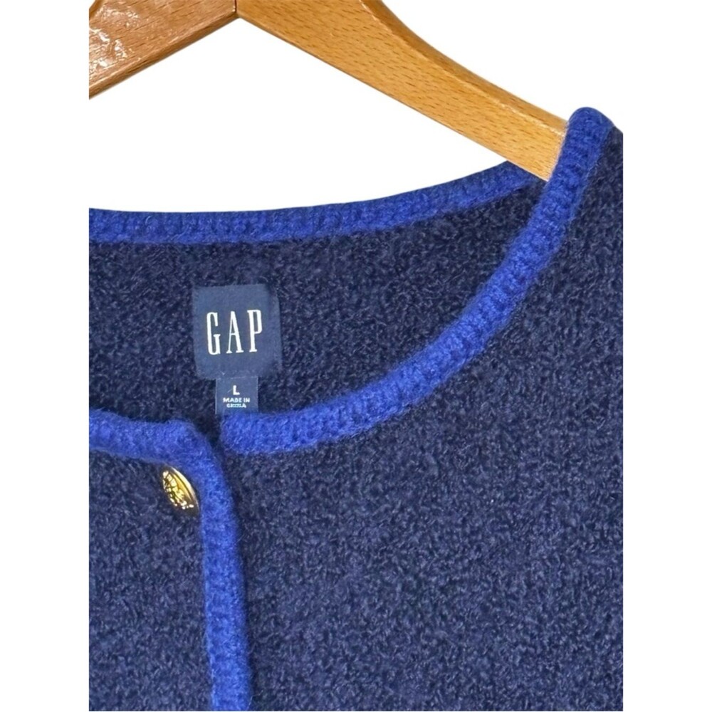 Gap Boucle Cropped wool blend Sweater Jacket in Navy Blue. Women’s Large. - Picture 2 of 6